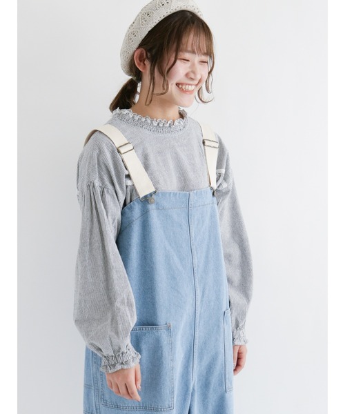 Samansa Mos2（サマンサ モスモス）の「前後2WAYシャーリングレースブラウス（シャツ/ブラウス・レディース・ブラック/オフホワイト/チャコール/ブルー・ﾌﾘ-）」の3枚目の写真