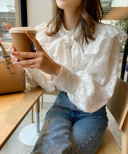 one after another NICE CLAUP(ワンアフターアナザーナイスクラップ)の「2wayリボンブラウス(シャツ/ブラウス・レディース・アイボリー/モカ/ホワイト系その他/ピンクベージュ・FREE)」の11枚目の写真