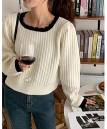 DAIS-Y | バイカラーパフスリーブニット(ニット/セーター)