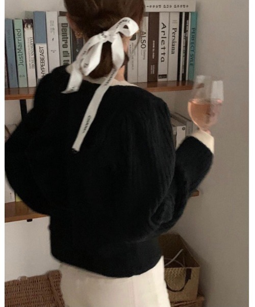 DAIS-Y（デイジー）の「バイカラーパフスリーブニット（ニット/セーター・レディース・ホワイト/ベージュ/ブラック・FREE）」の6枚目の写真