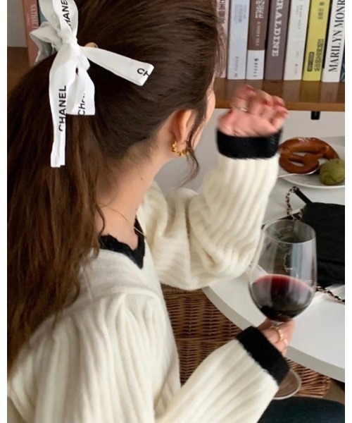 DAIS-Y（デイジー）の「バイカラーパフスリーブニット（ニット/セーター・レディース・ホワイト/ベージュ/ブラック・FREE）」の7枚目の写真