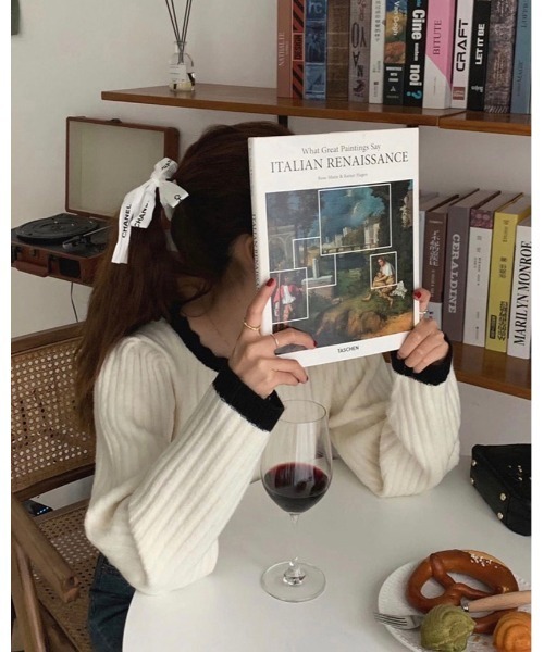 DAIS-Y（デイジー）の「バイカラーパフスリーブニット（ニット/セーター・レディース・ホワイト/ベージュ/ブラック・FREE）」の12枚目の写真