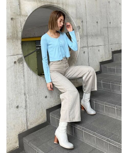 EMODA(エモダ)の「クロップカーディガンセット(Tシャツ/カットソー・レディース・ブラック/ライム/ブルー・FREE)」の12枚目の写真