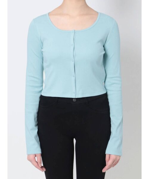 EMODA(エモダ)の「クロップカーディガンセット(Tシャツ/カットソー・レディース・ブラック/ライム/ブルー・FREE)」の14枚目の写真