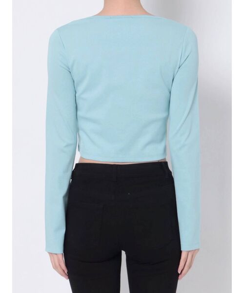 EMODA(エモダ)の「クロップカーディガンセット(Tシャツ/カットソー・レディース・ブラック/ライム/ブルー・FREE)」の16枚目の写真