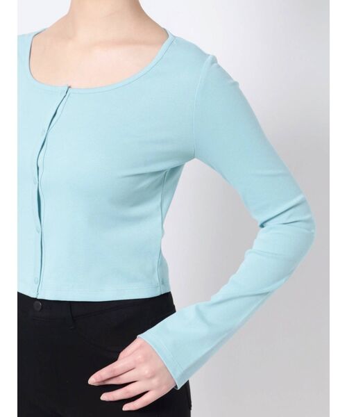 EMODA(エモダ)の「クロップカーディガンセット(Tシャツ/カットソー・レディース・ブラック/ライム/ブルー・FREE)」の18枚目の写真