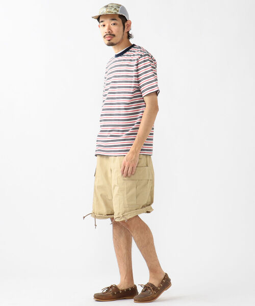 BEAMS PLUS（ビームスプラス）の「BEAMS PLUS / マルチカラー ボーダー ポケットTシャツ（Tシャツ/カットソー・メンズ・サックスブルー/ブラウン/ホワイト/ブラック/オレンジ・XL/S/M/L）」の6枚目の写真
