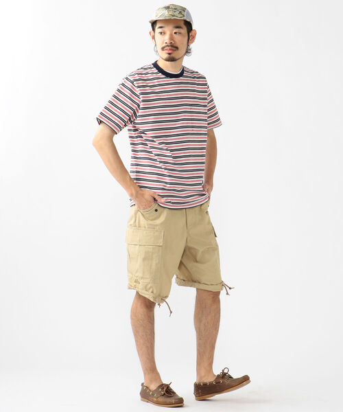 BEAMS PLUS（ビームスプラス）の「BEAMS PLUS / マルチカラー ボーダー ポケットTシャツ（Tシャツ/カットソー・メンズ・サックスブルー/ブラウン/ホワイト/ブラック/オレンジ・XL/S/M/L）」の7枚目の写真