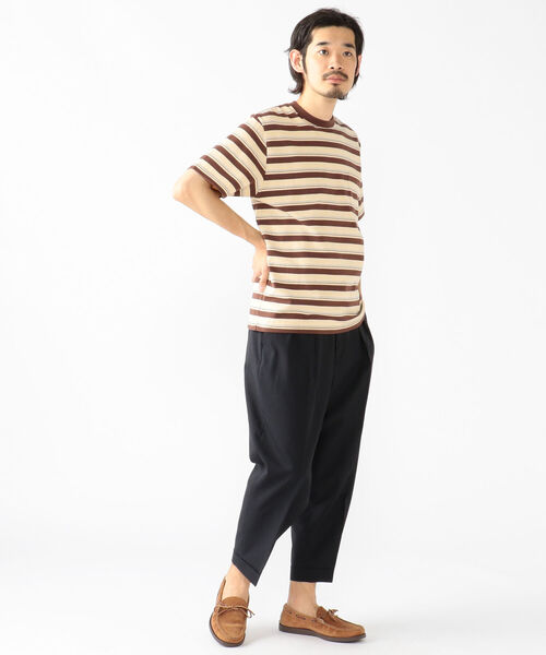 BEAMS PLUS（ビームスプラス）の「BEAMS PLUS / マルチカラー ボーダー ポケットTシャツ（Tシャツ/カットソー・メンズ・サックスブルー/ブラウン/ホワイト/ブラック/オレンジ・XL/S/M/L）」の11枚目の写真