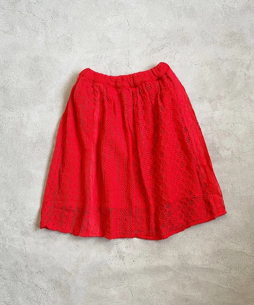 A BOND（アボンド）の「製品染めレーススカート（kids/S～LL）（スカート・キッズ・チャコール/アイボリー/レッド・L/LL/M/S）」の3枚目の写真