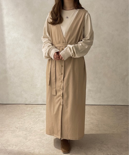 apres jour clair（アプレジュールクレア）の「【apres jour clair】２WAYロングジレワンピース【ZOZOTOWN限定アイテム】（ワンピース・レディース・ライトベージュ/ベージュ・フリー/X-LARGE）」の17枚目の写真