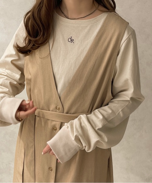 apres jour clair（アプレジュールクレア）の「【apres jour clair】２WAYロングジレワンピース【ZOZOTOWN限定アイテム】（ワンピース・レディース・ライトベージュ/ベージュ・フリー/X-LARGE）」の10枚目の写真