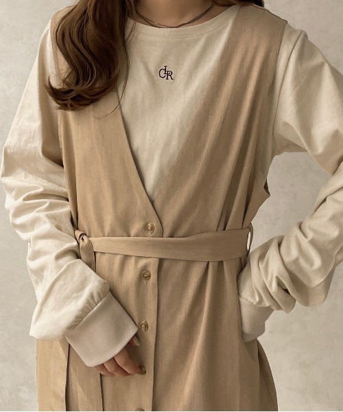 apres jour clair（アプレジュールクレア）の「【apres jour clair】２WAYロングジレワンピース【ZOZOTOWN限定アイテム】（ワンピース・レディース・ライトベージュ/ベージュ・フリー/X-LARGE）」の12枚目の写真