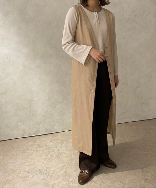 apres jour clair（アプレジュールクレア）の「【apres jour clair】２WAYロングジレワンピース【ZOZOTOWN限定アイテム】（ワンピース・レディース・ライトベージュ/ベージュ・フリー/X-LARGE）」の13枚目の写真