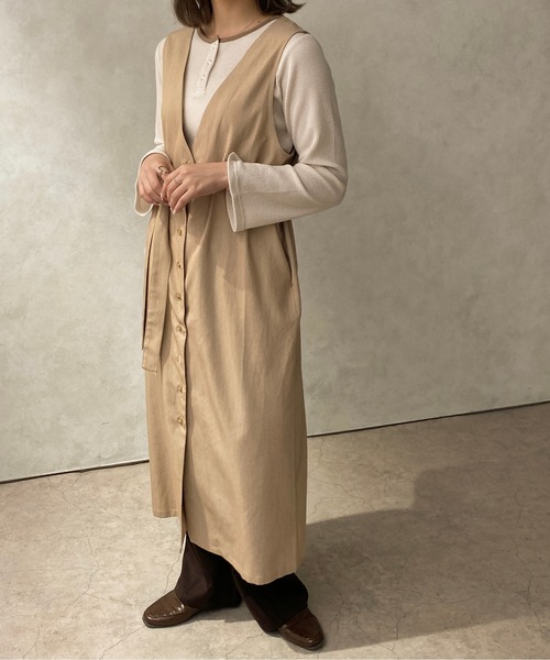 apres jour clair（アプレジュールクレア）の「【apres jour clair】２WAYロングジレワンピース【ZOZOTOWN限定アイテム】（ワンピース・レディース・ライトベージュ/ベージュ・フリー/X-LARGE）」の15枚目の写真