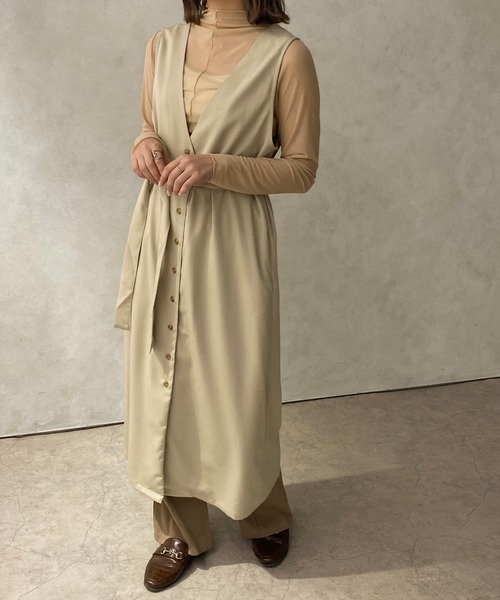 apres jour clair（アプレジュールクレア）の「【apres jour clair】２WAYロングジレワンピース【ZOZOTOWN限定アイテム】（ワンピース・レディース・ライトベージュ/ベージュ・フリー/X-LARGE）」の4枚目の写真