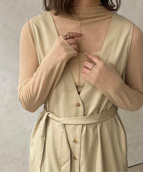 apres jour clair（アプレジュールクレア）の「【apres jour clair】２WAYロングジレワンピース【ZOZOTOWN限定アイテム】（ワンピース・レディース・ライトベージュ/ベージュ・フリー/X-LARGE）」の8枚目の写真