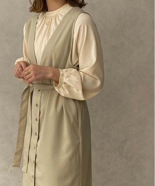 apres jour clair（アプレジュールクレア）の「【apres jour clair】２WAYロングジレワンピース【ZOZOTOWN限定アイテム】（ワンピース・レディース・ライトベージュ/ベージュ・フリー/X-LARGE）」の21枚目の写真
