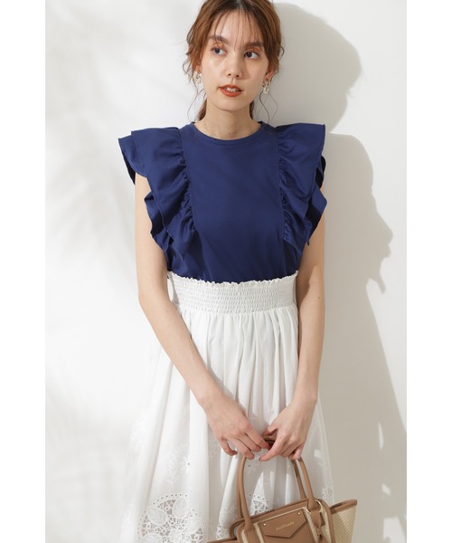 JILL STUART（ジルスチュアート）の「◆クラインジャージーカットソー（Tシャツ/カットソー・レディース・ホワイト/ネイビー/ピンク・FREE）」の12枚目の写真