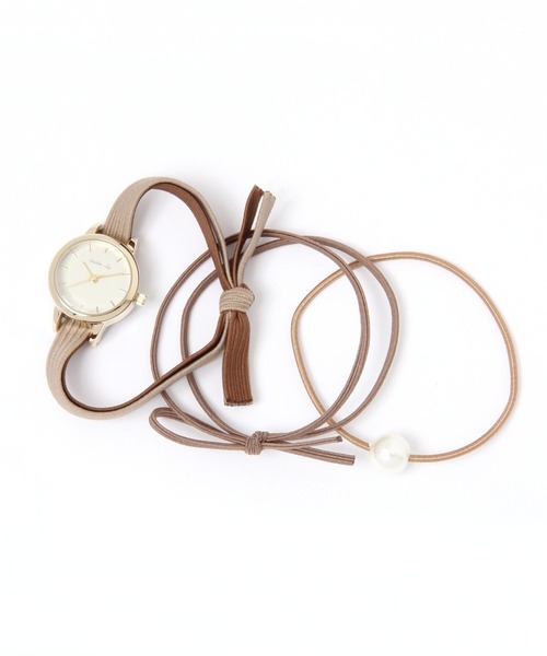 studio CLIP（スタディオクリップ）の「Aゴムブレスセットウォッチ（アナログ腕時計・レディース・ブラウン/ブルー・FREE）」の2枚目の写真
