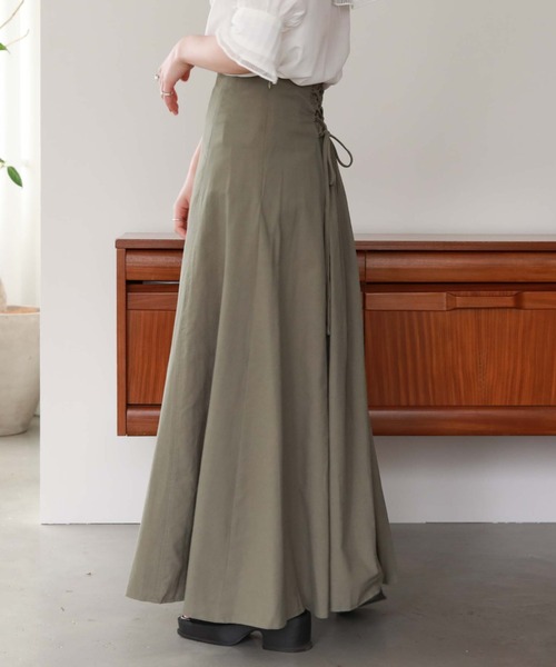 archives（アルシーヴ）の「麻調バックレースアップスカート（スカート・レディース・ブラック/ベージュ/オレンジ/グリーン/ブラウン・MEDIUM）」の11枚目の写真