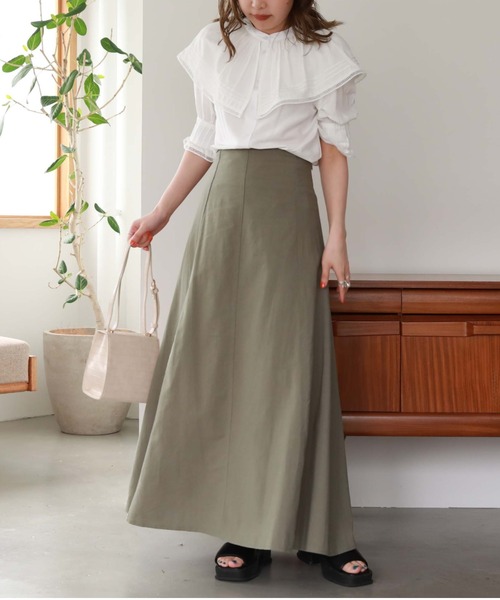 archives（アルシーヴ）の「麻調バックレースアップスカート（スカート・レディース・ブラック/ベージュ/オレンジ/グリーン/ブラウン・MEDIUM）」の6枚目の写真