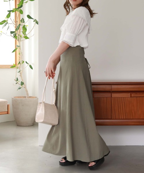 archives（アルシーヴ）の「麻調バックレースアップスカート（スカート・レディース・ブラック/ベージュ/オレンジ/グリーン/ブラウン・MEDIUM）」の7枚目の写真