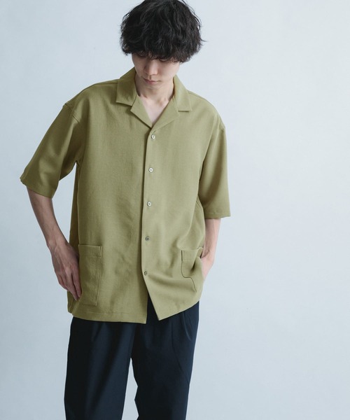 FORK&SPOON（フォークアンドスプーン）の「FORK&SPOON　オープンカラー5分袖シャツ（シャツ/ブラウス・メンズ・カーキ/イエロー/オフホワイト/ネイビー・4/5）」の12枚目の写真