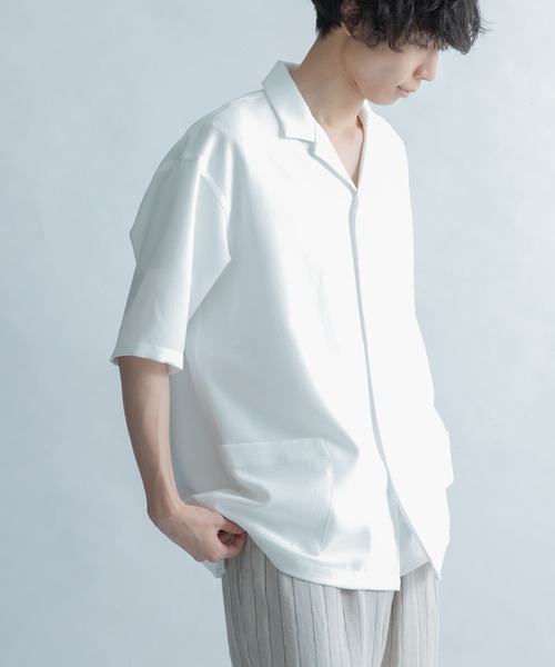 FORK&SPOON（フォークアンドスプーン）の「FORK&SPOON　オープンカラー5分袖シャツ（シャツ/ブラウス・メンズ・カーキ/イエロー/オフホワイト/ネイビー・4/5）」の16枚目の写真