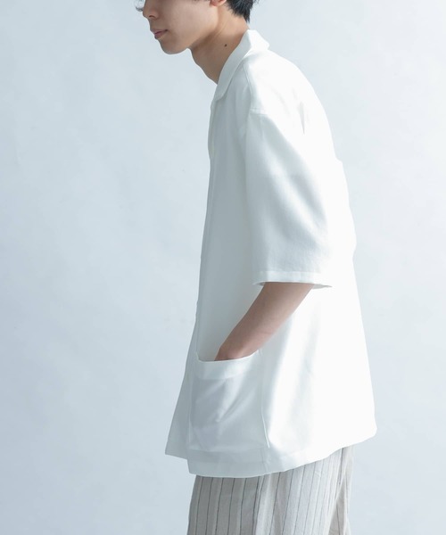 FORK&SPOON（フォークアンドスプーン）の「FORK&SPOON　オープンカラー5分袖シャツ（シャツ/ブラウス・メンズ・カーキ/イエロー/オフホワイト/ネイビー・4/5）」の17枚目の写真