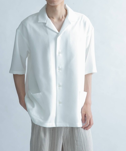 FORK&SPOON（フォークアンドスプーン）の「FORK&SPOON　オープンカラー5分袖シャツ（シャツ/ブラウス・メンズ・カーキ/イエロー/オフホワイト/ネイビー・4/5）」の19枚目の写真