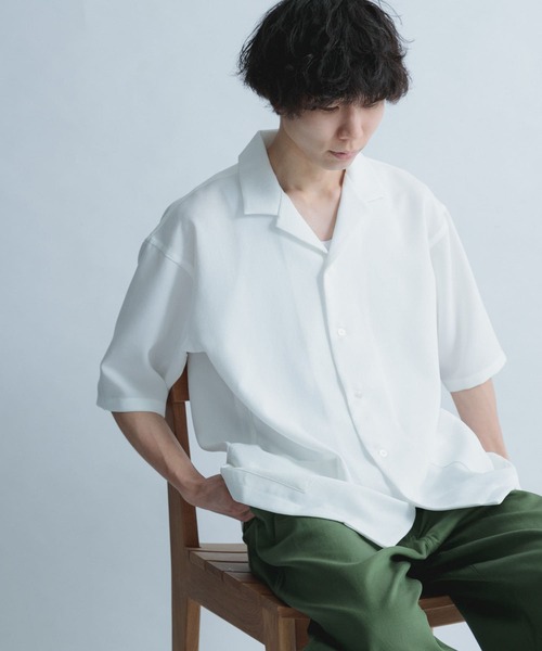 FORK&SPOON（フォークアンドスプーン）の「FORK&SPOON　オープンカラー5分袖シャツ（シャツ/ブラウス・メンズ・カーキ/イエロー/オフホワイト/ネイビー・4/5）」の21枚目の写真