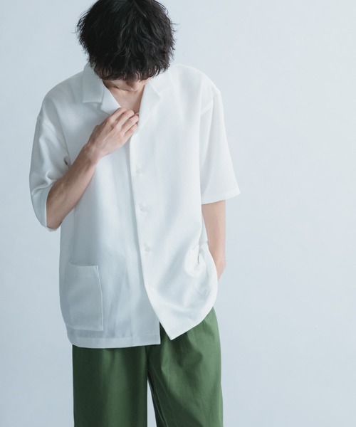 FORK&SPOON（フォークアンドスプーン）の「FORK&SPOON　オープンカラー5分袖シャツ（シャツ/ブラウス・メンズ・カーキ/イエロー/オフホワイト/ネイビー・4/5）」の22枚目の写真