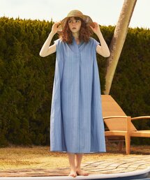 OPAQUE.CLIP | 綿麻ストライプスキッパーワンピース(ワンピース)