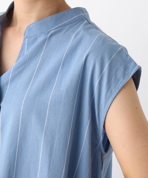 OPAQUE.CLIP（オペークドットクリップ）の「◆綿麻ストライプスキッパーワンピース（ワンピース・レディース・ブラウン系その他3/ブルー系7・40/38/36）」の14枚目の写真