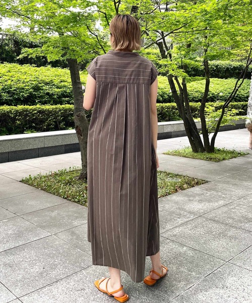 OPAQUE.CLIP（オペークドットクリップ）の「◆綿麻ストライプスキッパーワンピース（ワンピース・レディース・ブラウン系その他3/ブルー系7・40/38/36）」の18枚目の写真