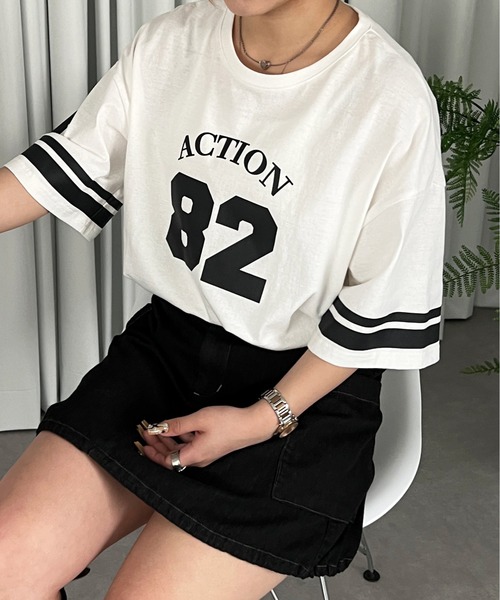 PairPair（ペアペア）の「ナンバーリングTEE(ユニセックス)（Tシャツ/カットソー・メンズ・オフホワイト/グリーン/グレイッシュブルー・MEDIUM/LARGE）」の2枚目の写真