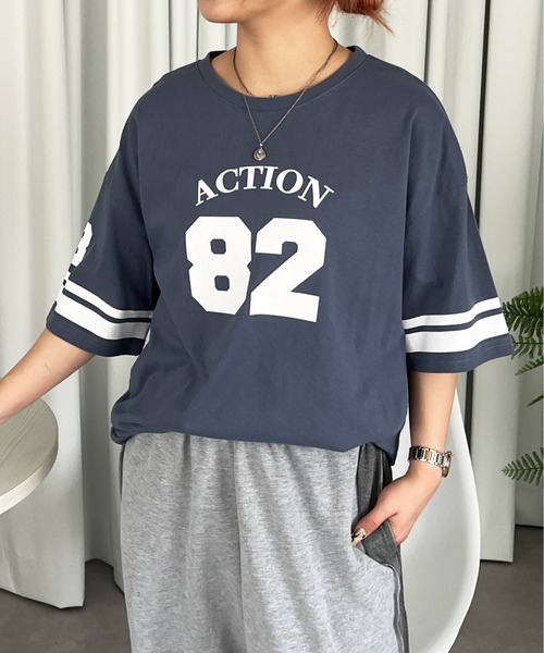 PairPair（ペアペア）の「ナンバーリングTEE(ユニセックス)（Tシャツ/カットソー・メンズ・オフホワイト/グリーン/グレイッシュブルー・MEDIUM/LARGE）」の3枚目の写真