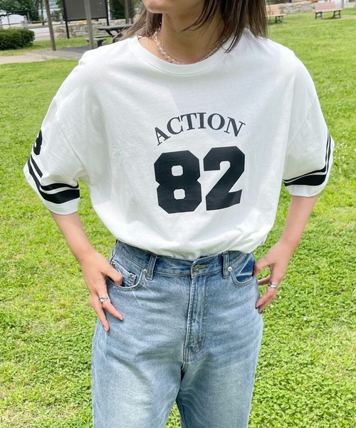 PairPair（ペアペア）の「ナンバーリングTEE(ユニセックス)（Tシャツ/カットソー・メンズ・オフホワイト/グリーン/グレイッシュブルー・MEDIUM/LARGE）」の13枚目の写真