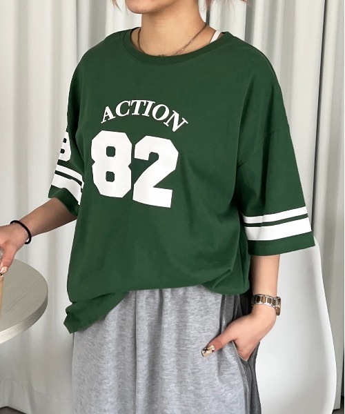 PairPair（ペアペア）の「ナンバーリングTEE(ユニセックス)（Tシャツ/カットソー・メンズ・オフホワイト/グリーン/グレイッシュブルー・MEDIUM/LARGE）」の14枚目の写真