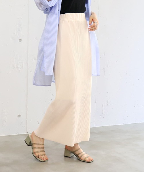 tiptop（ティップトップ）の「プリーツナロースカート（スカート・レディース・ブラック/ピンク/グリーン/アイボリー・FREE）」の7枚目の写真