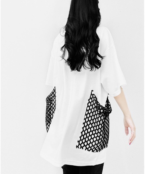 LVEU.(ラブユ.)の「Point mesh over T-shirt / ポイントメッシュオーバーTシャツ(Ai select)(Tシャツ/カットソー・レディース・ホワイト/ブラック・FREE)」の10枚目の写真