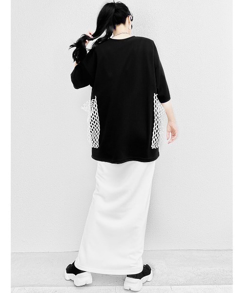 LVEU.(ラブユ.)の「Point mesh over T-shirt / ポイントメッシュオーバーTシャツ(Ai select)(Tシャツ/カットソー・レディース・ホワイト/ブラック・FREE)」の12枚目の写真