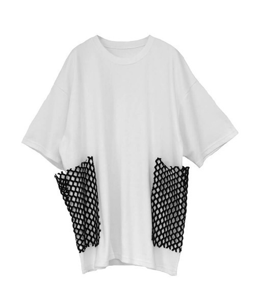 LVEU.(ラブユ.)の「Point mesh over T-shirt / ポイントメッシュオーバーTシャツ(Ai select)(Tシャツ/カットソー・レディース・ホワイト/ブラック・FREE)」の7枚目の写真