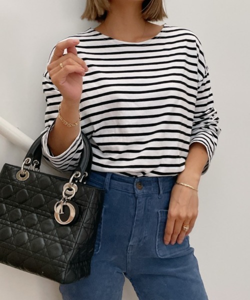 Vicente（ヴィセンテ）の「Border long tee（Tシャツ/カットソー・レディース・ブラック/パープル/ブルー・FREE）」の2枚目の写真