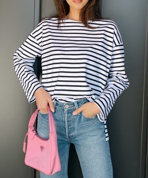 Vicente（ヴィセンテ）の「Border long tee（Tシャツ/カットソー・レディース・ブラック/パープル/ブルー・FREE）」の6枚目の写真