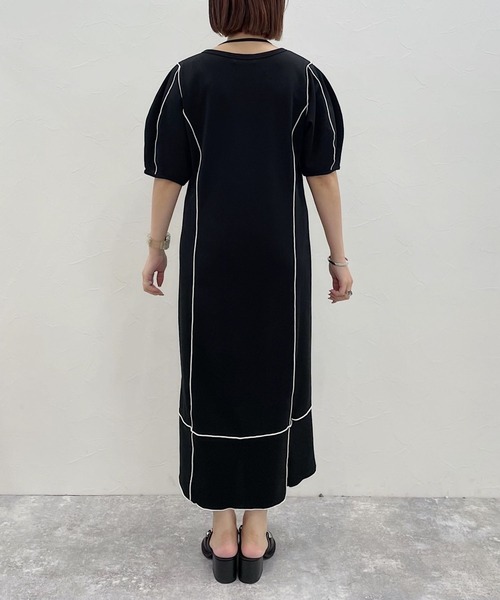 セール】ホックネックパイピングワンピース（ワンピース
