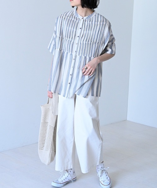 ブラウス シャツ シアーストライプ タックデザインブラウス レディース 楽天市場】夏祭 透け感 ブラウス 長袖 レディース ストライプ