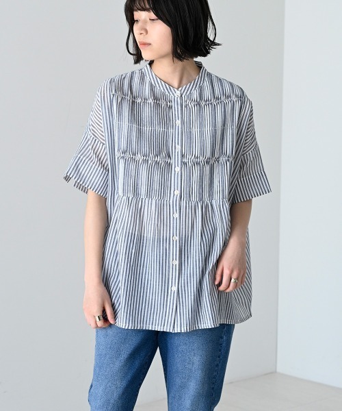 LUPILIEN(ルピリアン)の「Made in india シアーストライプ変形タックブラウス(シャツ/ブラウス・レディース・オフホワイト/A/B・38)」の10枚目の写真