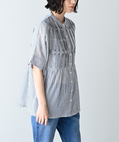LUPILIEN(ルピリアン)の「Made in india シアーストライプ変形タックブラウス(シャツ/ブラウス・レディース・オフホワイト/A/B・38)」の11枚目の写真